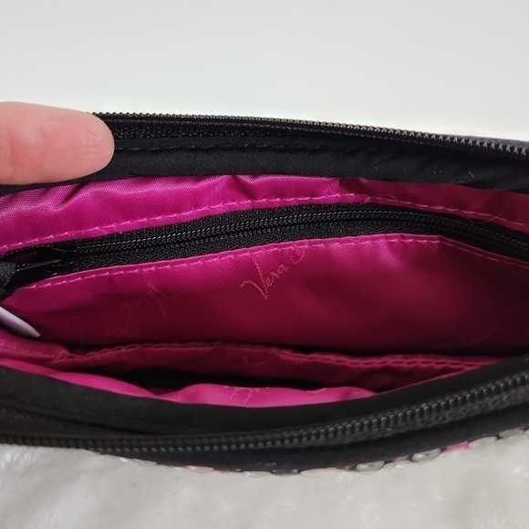 VERA Bradley Shimmer Canterberry Magenta Black White Wallet Wristlet Handbag